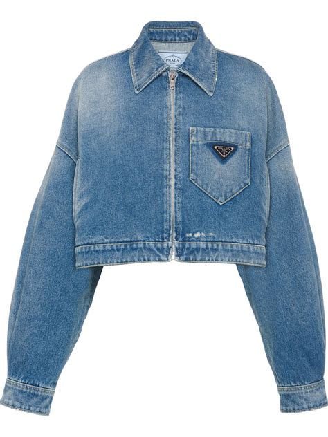 prada jean jacket women|saks Prada denim jacket.